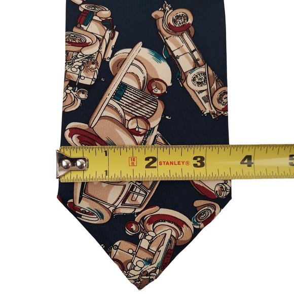 Damon Cohens Classic Car Mens Standard Size Necktie 100% Silk Navy Blue - Picture 7 of 8